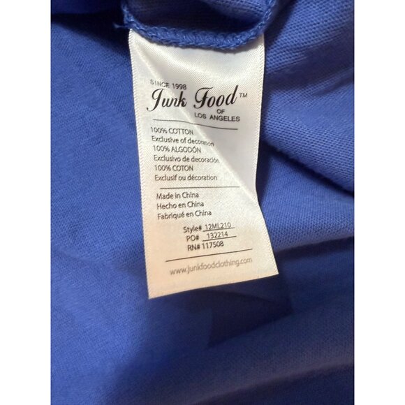 Junk Food Retro Tshirt Long Sleeve Size L Vintage 70s Style Red White Blue Cuff - Picture 7 of 10